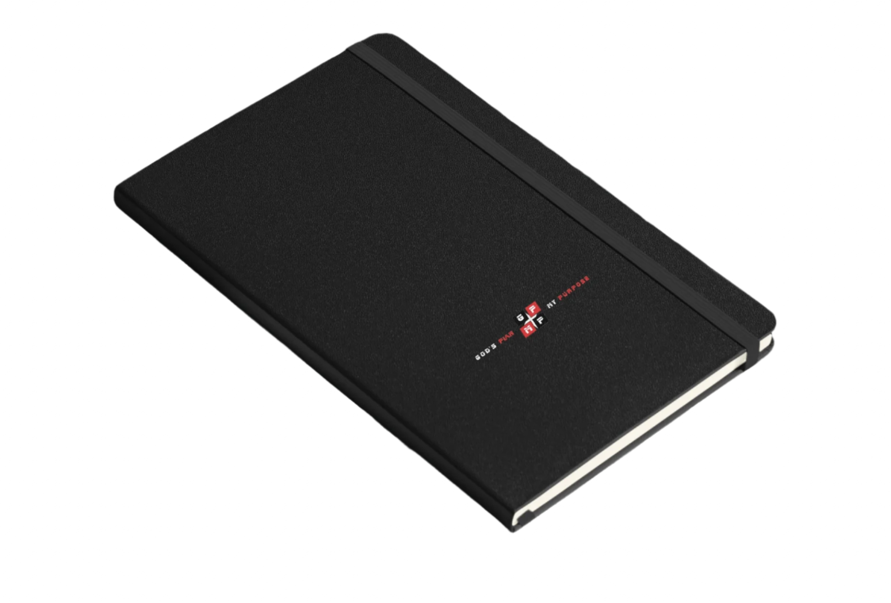 Black Ice Journal with UltraHyde hardcover, elastic closure, and ribbon marker.