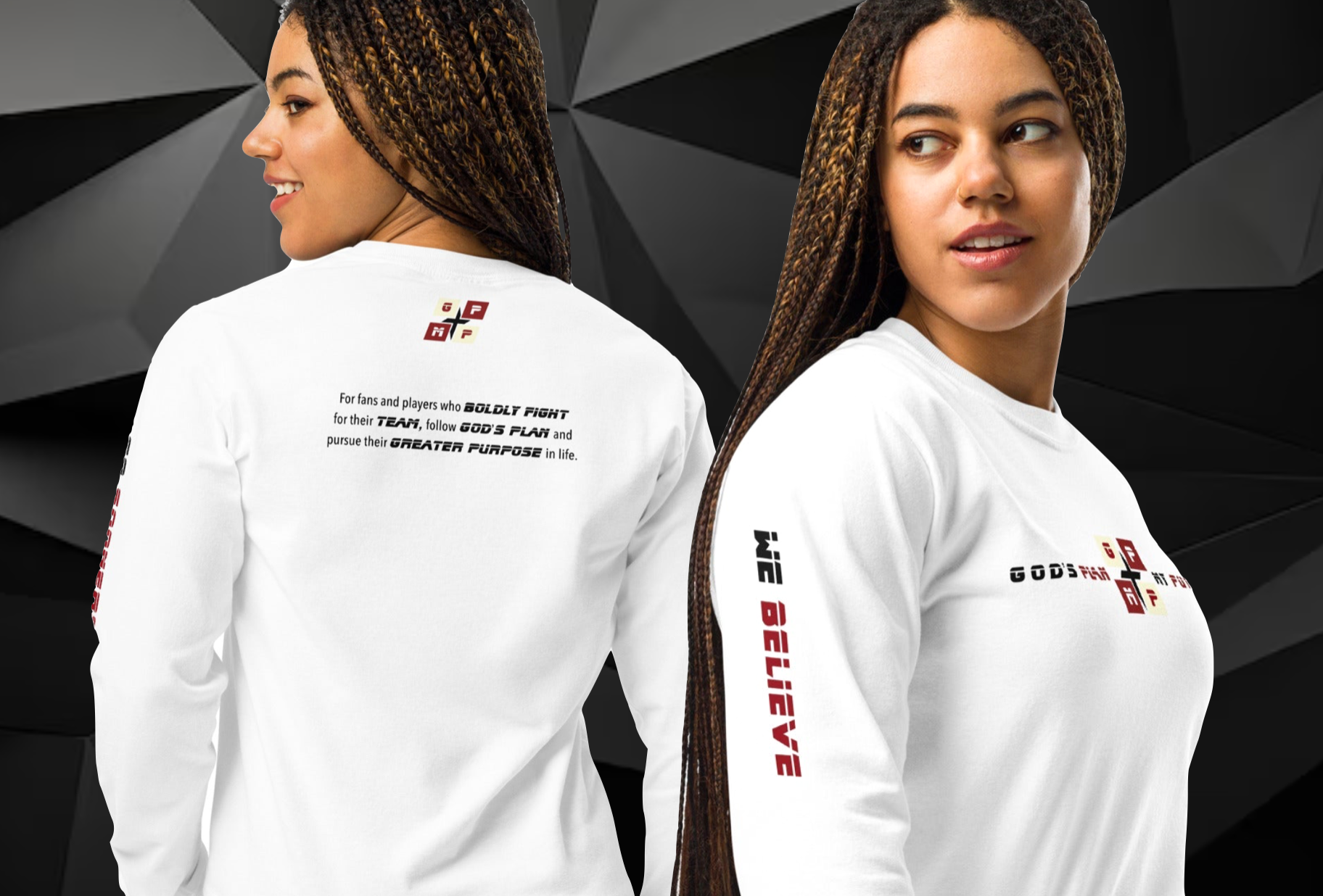 Faith-Filled Sooner Fan Premium Shirt with "We Believe" logo on sleeves.
