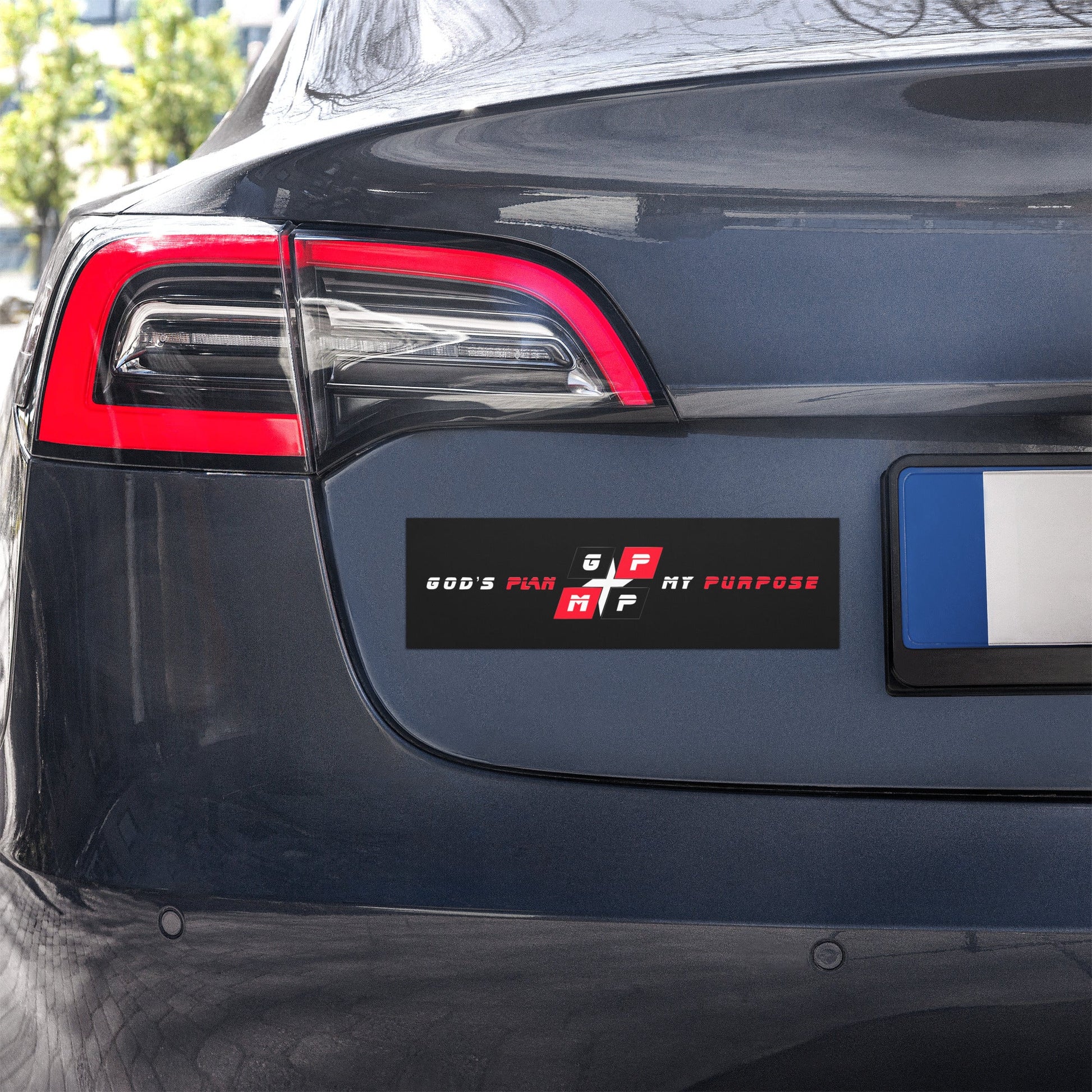 GPMP Auto Magnet with matte finish on car trunk, weather-resistant.