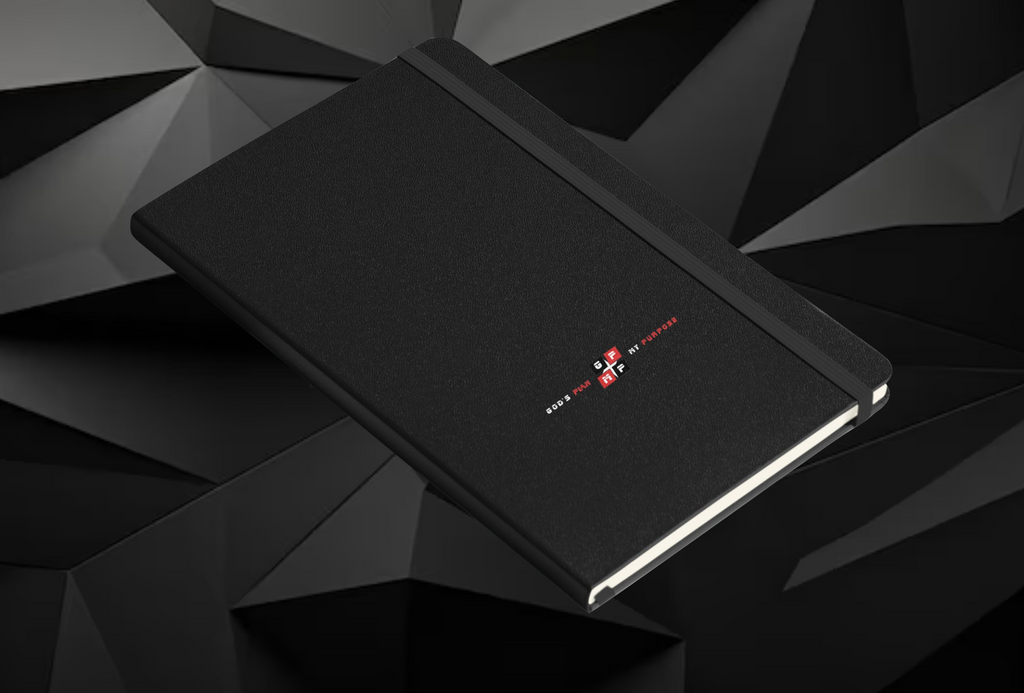 GP:MP Black Ice Journal with UltraHyde hardcover and elastic closure, ideal for goals and strategies.