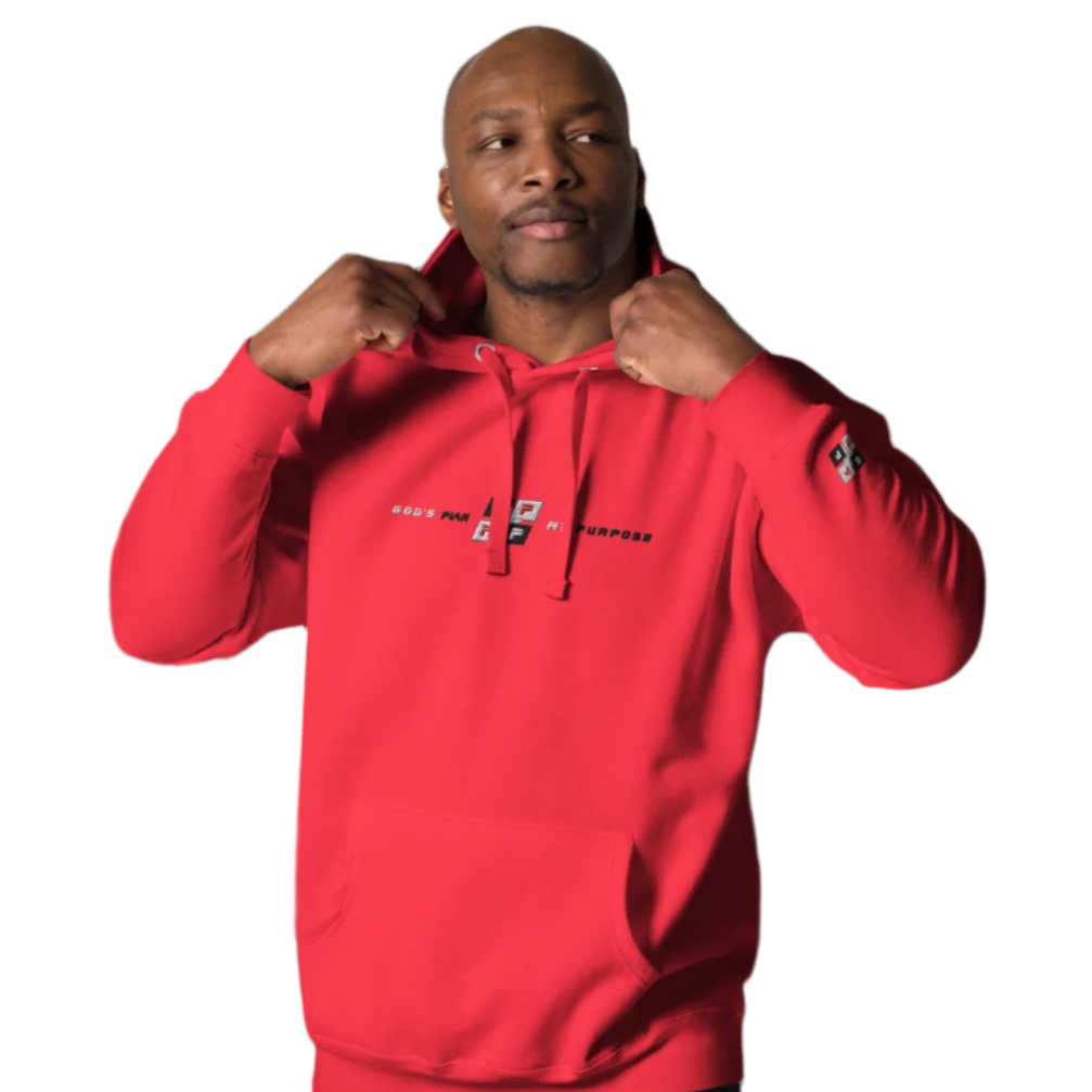 Red Heat Premium Hoodie with double-layered hood and kangaroo pocket.