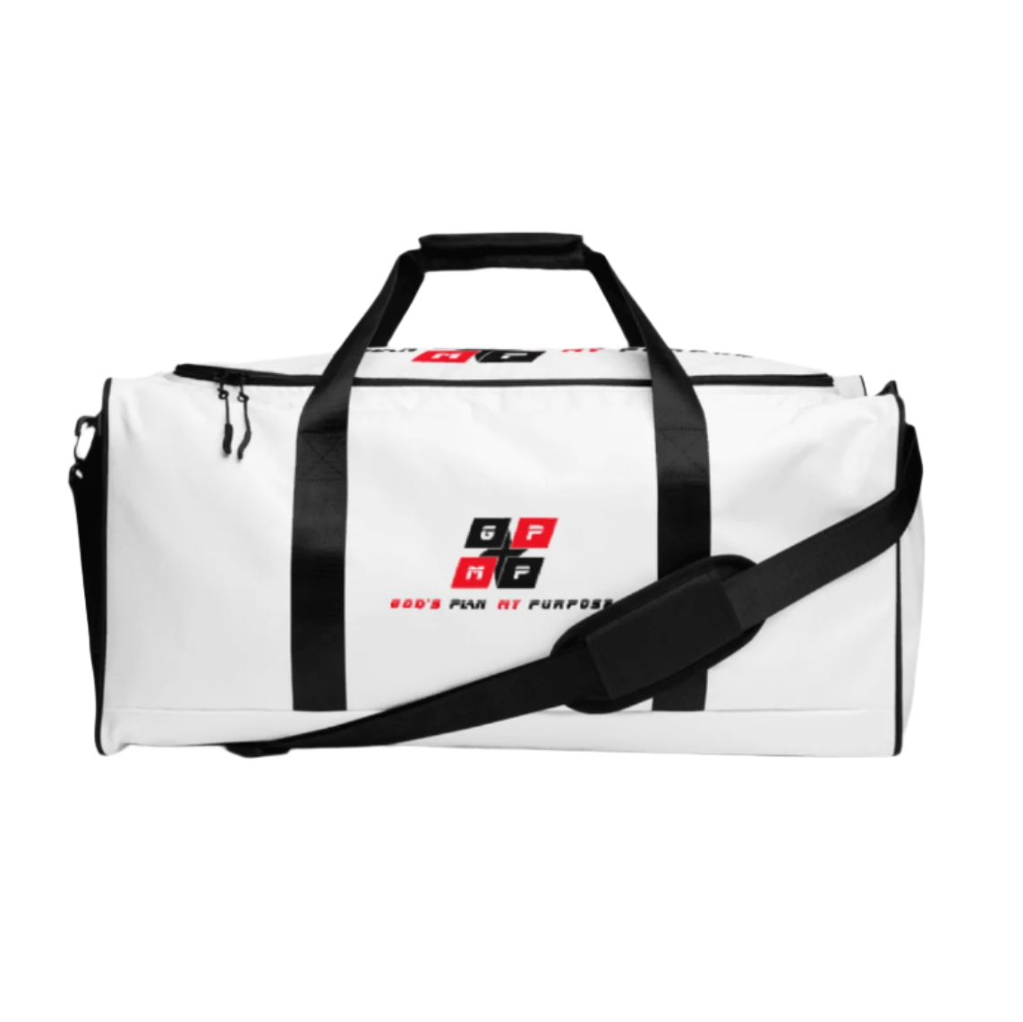 White Diamond Gym and Travel Bag with adjustable shoulder strap, durable polyester, and multiple compartments for athletes.