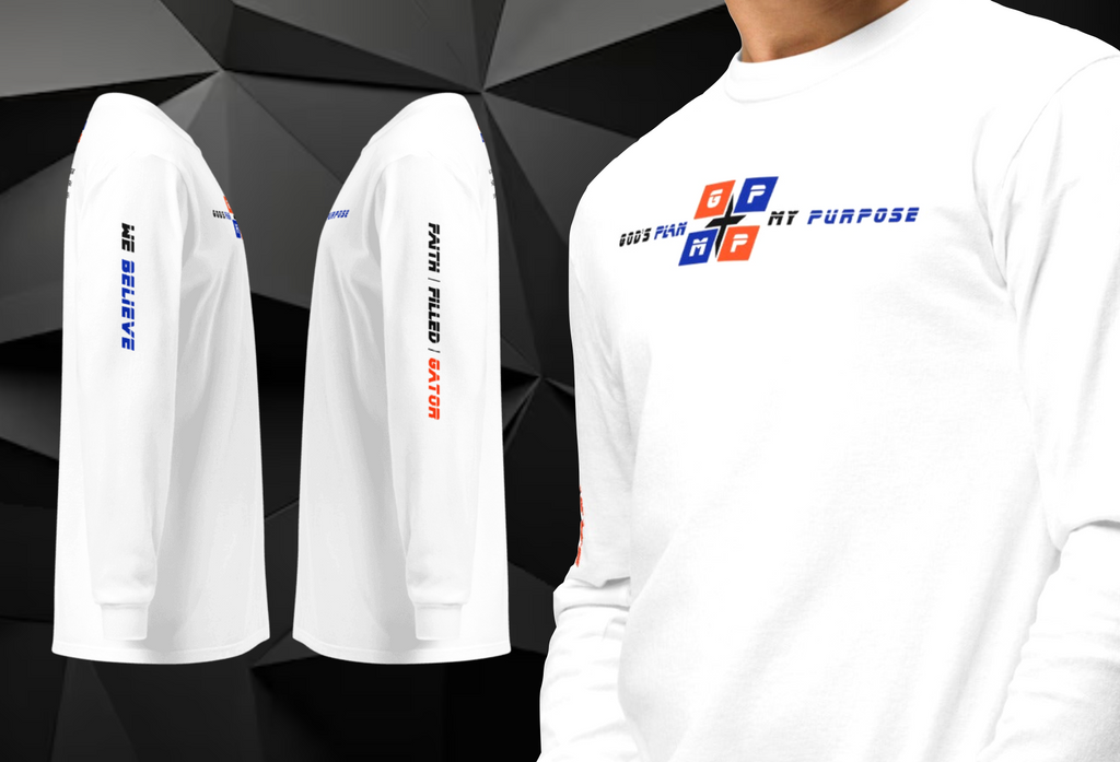 Faith-Filled-Gator Premium Shirt with GP:MP logo, "FAITH-FILLED-GATOR" and "WE BELIEVE" text.