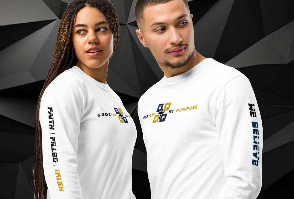 Faith-Filled-Irish Premium Shirt with GP:MP logo and inspiring slogans.