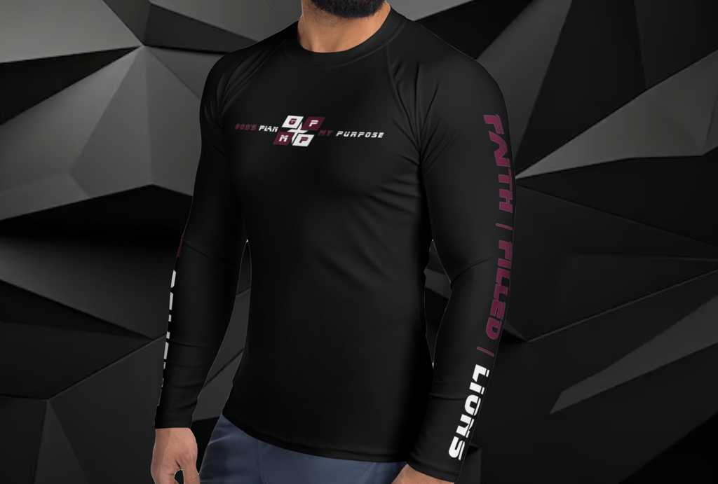 Faith-Filled-Lions Premium Athletic Shirt with GP:MP logo and "WE BELIEVE" text, black fabric.