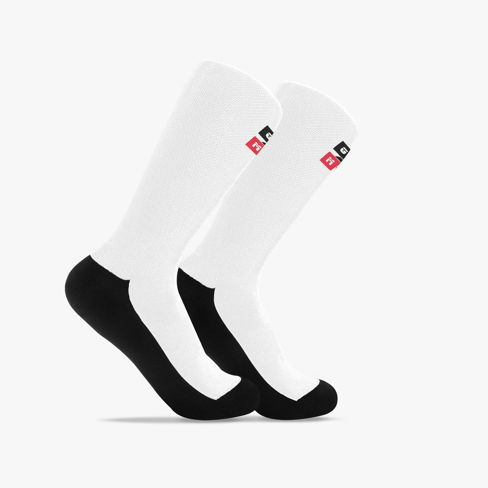 GPMP Reinforced Sports Socks, unisex design, premium polyester-cotton blend, black knit tube and heel, seamless toes.